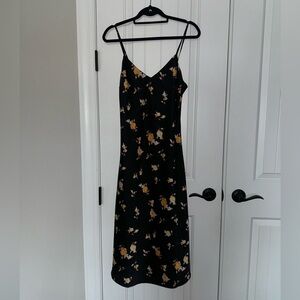Black midi dress with Rose details - New w/ tags